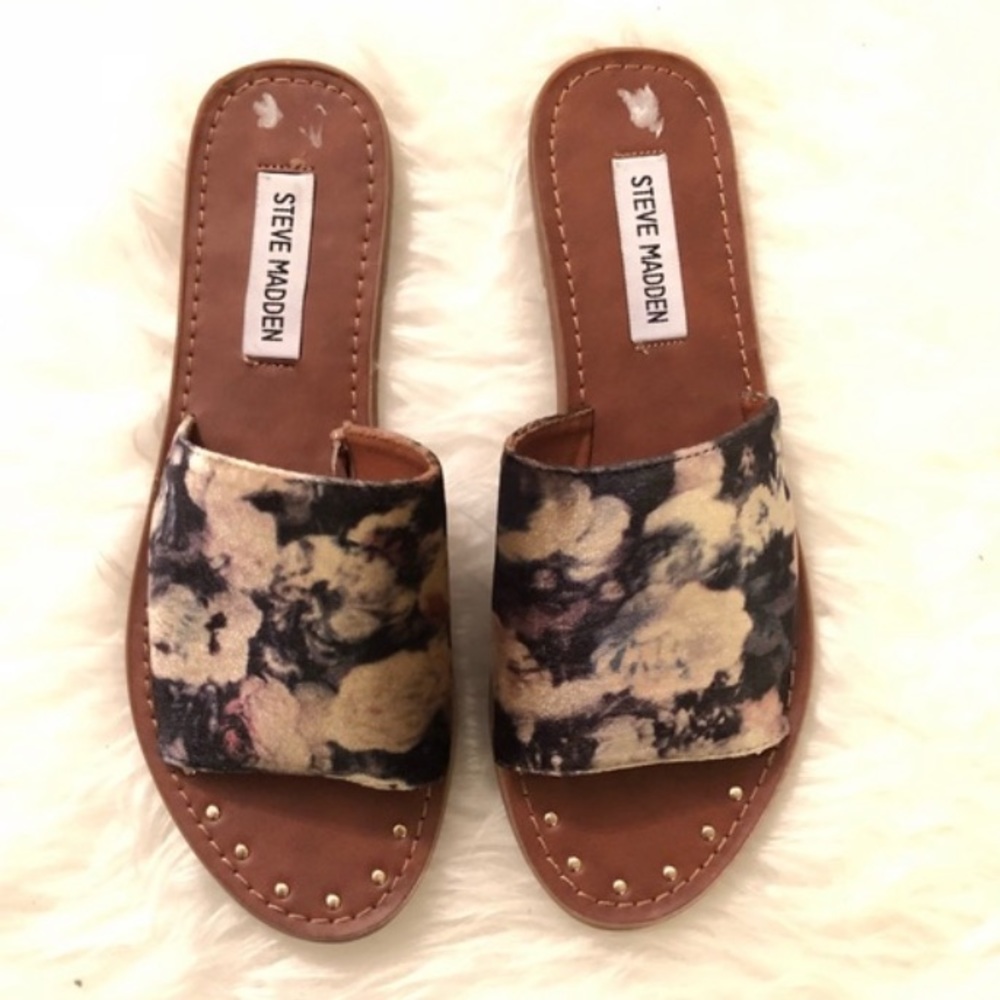 Steve Madden Mishelle Floral Velvet Sandals Size 7.5 - Picture 2 of 6